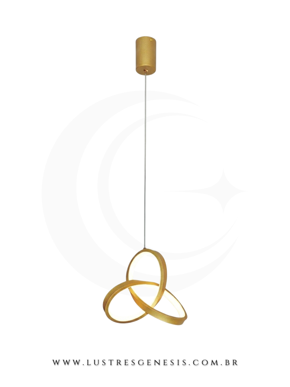 Luminaria LED Pendente Moderno Dourado QD05309 22cm 20W Bivolt 3000K 6000K, Banheiro, Lavabo, Bancada Area Gourmet, Cabeceira
